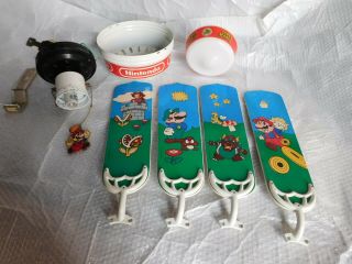 Rare Vintage 1988 Nintendo Mario Bros Ceiling Fan Light Kit Complete