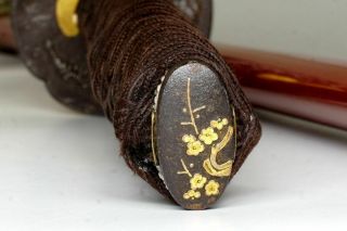 Antique 89cm Japanese Katana Sword WAZAMONO Katsuie勝家 Samurai Nihonto w Red Saya 9