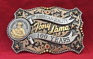 Vtg 2011 Rare Collectible Tony Lama American Quality 100 Year Cowboy Belt Buckle
