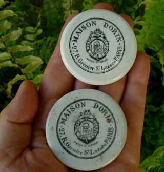 Antique,  (ca 1900 - 1910) French Maison Dorin Cold Cream Pot Lid Discs