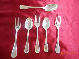 Christofle Albi Silver Plated 3 Salad Forks 2 Dessert Spoons & 1 Large Spoon