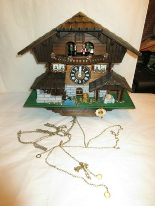 Vintage Large Swiss Cuckoo Clock R.  Lotscher Ag Switzerland Edelweiss Musical