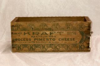 Antique Kraft Pimento Cheese Box Wooden Wood 10” Drawer Patent Dec 2 1919