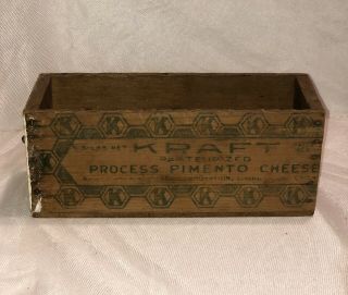 Antique Kraft Pimento Cheese Box Wooden Wood 10” Drawer Patent Dec 2 1919 3