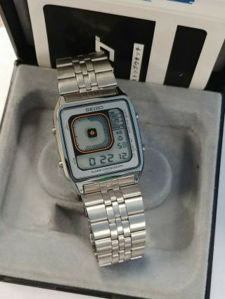 Nos Vintage Seiko G757 - 405a James Bond Alarm Chronograph Quartz Lcd Watch