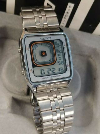 NOS Vintage Seiko G757 - 405A James Bond Alarm Chronograph Quartz LCD Watch 2