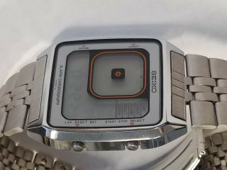 NOS Vintage Seiko G757 - 405A James Bond Alarm Chronograph Quartz LCD Watch 6