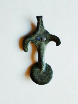 Ancient Celtic Bronze Pendant Amulet w/Sword & Shield 5