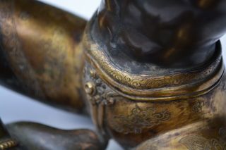 Antique Partial Gilt Gem Set Tibetan/Nepalese Bronze Tara 7