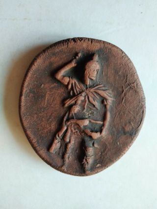 Authentic Roman Terracotta Seal Plaque W/warrior