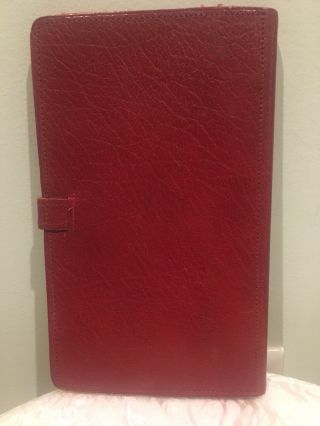 Rare Vintage Filofax Travelfax Calf Leather Made In England Red EUC 3