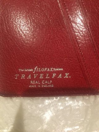 Rare Vintage Filofax Travelfax Calf Leather Made In England Red EUC 7