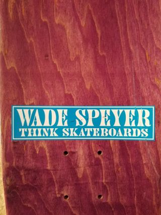 RARE Nos 1994 Wade Speyer Think slick bottom skateboard deck 90s vintage 3