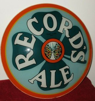 Rare 1934 Record ' s Ale Brewery reverse paint on glass Beer Sign Watkins Glen,  NY 4