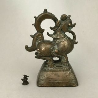 Rare Stunning Antique Bronze Burmese Opium Weight Chinthe C1750 1 Viss 100 Tical