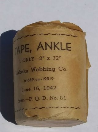 Vintage Ww2 Us Navy Ankle Tape Medic Supply 6 - 16 - 1942 Arbeka Webbing Company