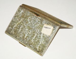 German 800 Silver Hinged Top Cigarette Casew.  Chased Floral Scroll Motifs (rox)