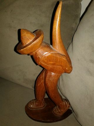 Vintage Hand Carved Wood Sculpture Signed J.  Pinal