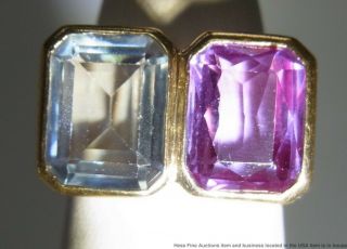 18k Gold Syn Spinel Color Change Sapphire Ring Ladies Vintage Retro Deco Sz3.  25 4