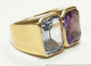 18k Gold Syn Spinel Color Change Sapphire Ring Ladies Vintage Retro Deco Sz3.  25 5