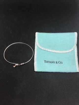 Vintage Tiffany Co Sterling Silver 18k Gold Hook & Eye Bracelet.