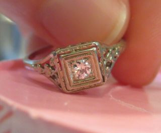 18K ANTIQUE VINTAGE ART DECO FILIGREE OLD EUROPEAN CUT DIAMOND ENGAGEMENT RING 4