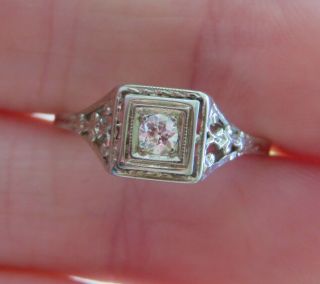 18K ANTIQUE VINTAGE ART DECO FILIGREE OLD EUROPEAN CUT DIAMOND ENGAGEMENT RING 7