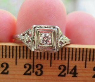 18K ANTIQUE VINTAGE ART DECO FILIGREE OLD EUROPEAN CUT DIAMOND ENGAGEMENT RING 8