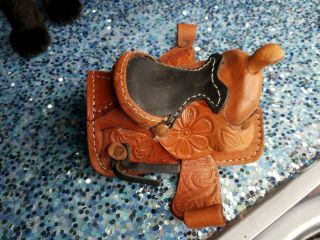 Miniature Horse Saddle Doll Size Leather Hand Tooled Details