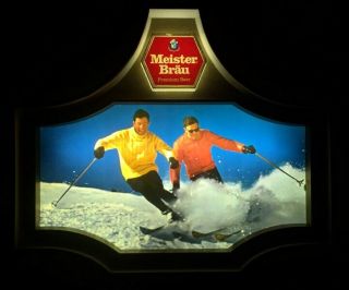 Vintage Chicago Meister Brau Beer Ski Light - Lighted Tavern Bar Sign