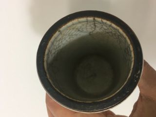 FINE CHINESE CELADON CRACKLE WARE BRUSH POT MARKED TO BASE 7