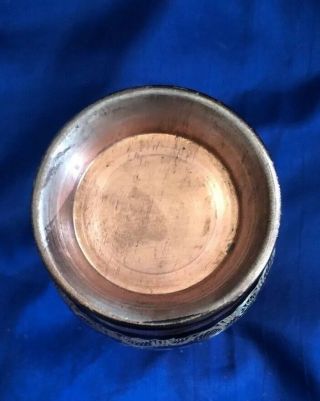 Vintage Islamic Copper Silver Inlaid Engraved VASE Flowers Design 3