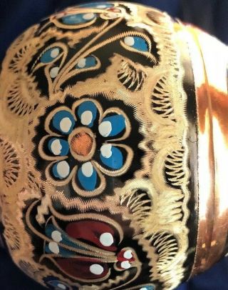 Vintage Islamic Copper Silver Inlaid Engraved VASE Flowers Design 6