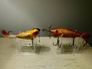VINTAGE HEDDON LURES.  SPIN DIVER.  PUNKINSEED.  WEEDLESS WIDOW FISHING LURES 4