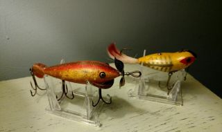 VINTAGE HEDDON LURES.  SPIN DIVER.  PUNKINSEED.  WEEDLESS WIDOW FISHING LURES 5