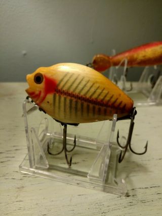 VINTAGE HEDDON LURES.  SPIN DIVER.  PUNKINSEED.  WEEDLESS WIDOW FISHING LURES 7