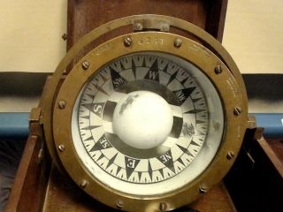 Rare E.  S.  Ritchie - Boston 8 1/2 " Marine Compass - Extremely Low Serial 4211