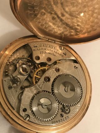 Antique Waltham Colonial Series 14k Gold Men ' s Pocket Watch,  17J,  Estate Fresh 5