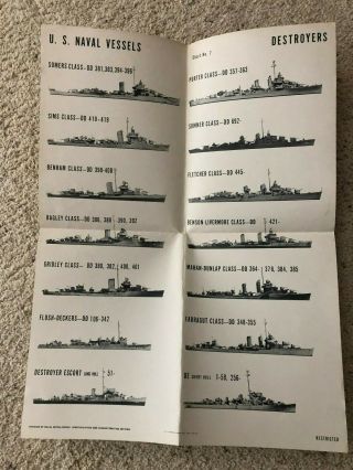 Wwii Navy Vessel Identification Poster Of Us Destroyers