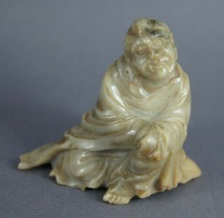 Fine Old Antique Chinese Carved Soapstone Sage Statue Figure Nr