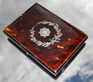Victorian Solid Silver Inlaid Faux Blonde Tortoiseshell Card Case