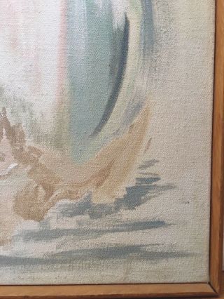 Vintage Mid Century Abstract Oil Painting signed Framed 31X31 Large 4