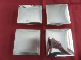 Four Lovely Solid Silver Table Cigarette Boxes 795 Grams Gross