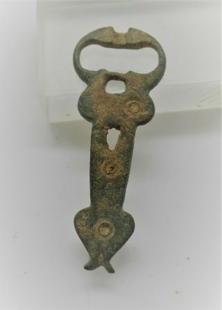Authentic Ancient Viking Bronze Pendant With Serpent Head