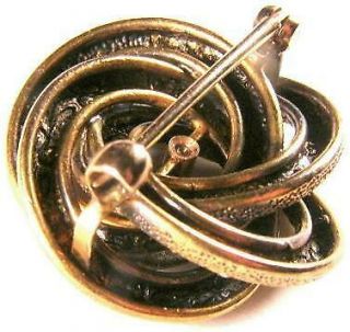 Victorian Krementz 14K Gold & Pearl Edwardian Forget Me Not Enamel Love Knot Pin 3