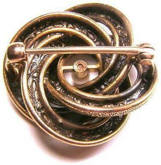 Victorian Krementz 14K Gold & Pearl Edwardian Forget Me Not Enamel Love Knot Pin 4