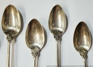 8pc Wallace Grande Baroque Sterling Silver Long Iced Tea Spoons No Mono 9.  58ozt 5