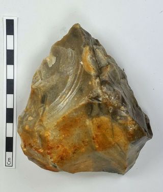 Neanderthal - Dual Pointed Trihedral Hand Axe Made on a Flint Core c60k 2