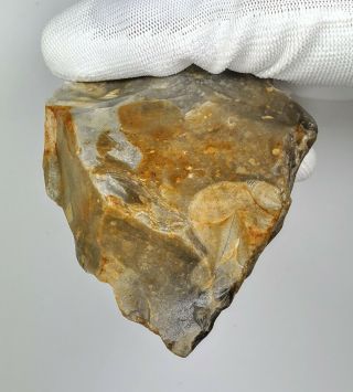 Neanderthal - Dual Pointed Trihedral Hand Axe Made on a Flint Core c60k 3
