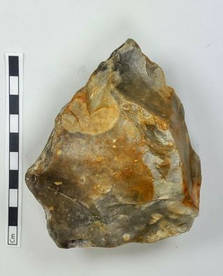 Neanderthal - Dual Pointed Trihedral Hand Axe Made on a Flint Core c60k 5